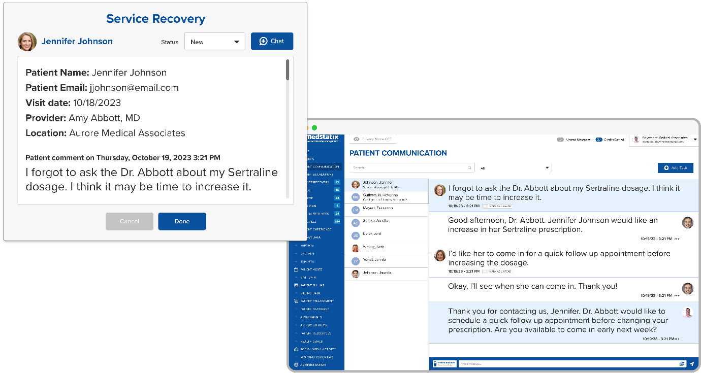 Improve patient satisfaction with secure, private messaging and collaborative issue resolution.
